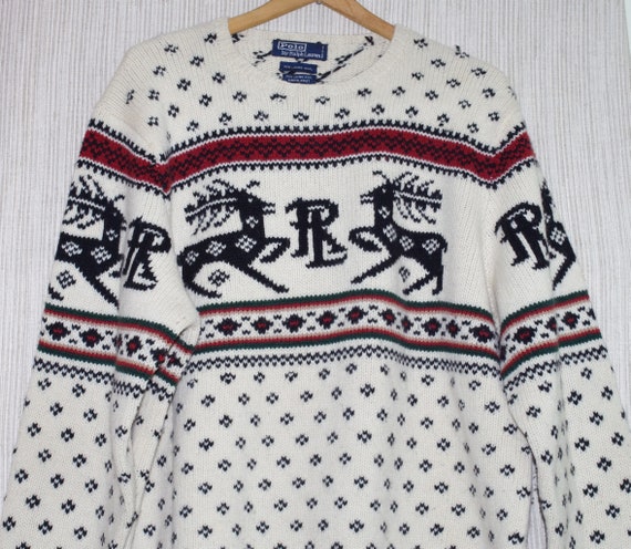 communicatie Horzel leren POLO by Ralph Lauren Lambswool Hand Knit Men White Nordic Deer - Etsy