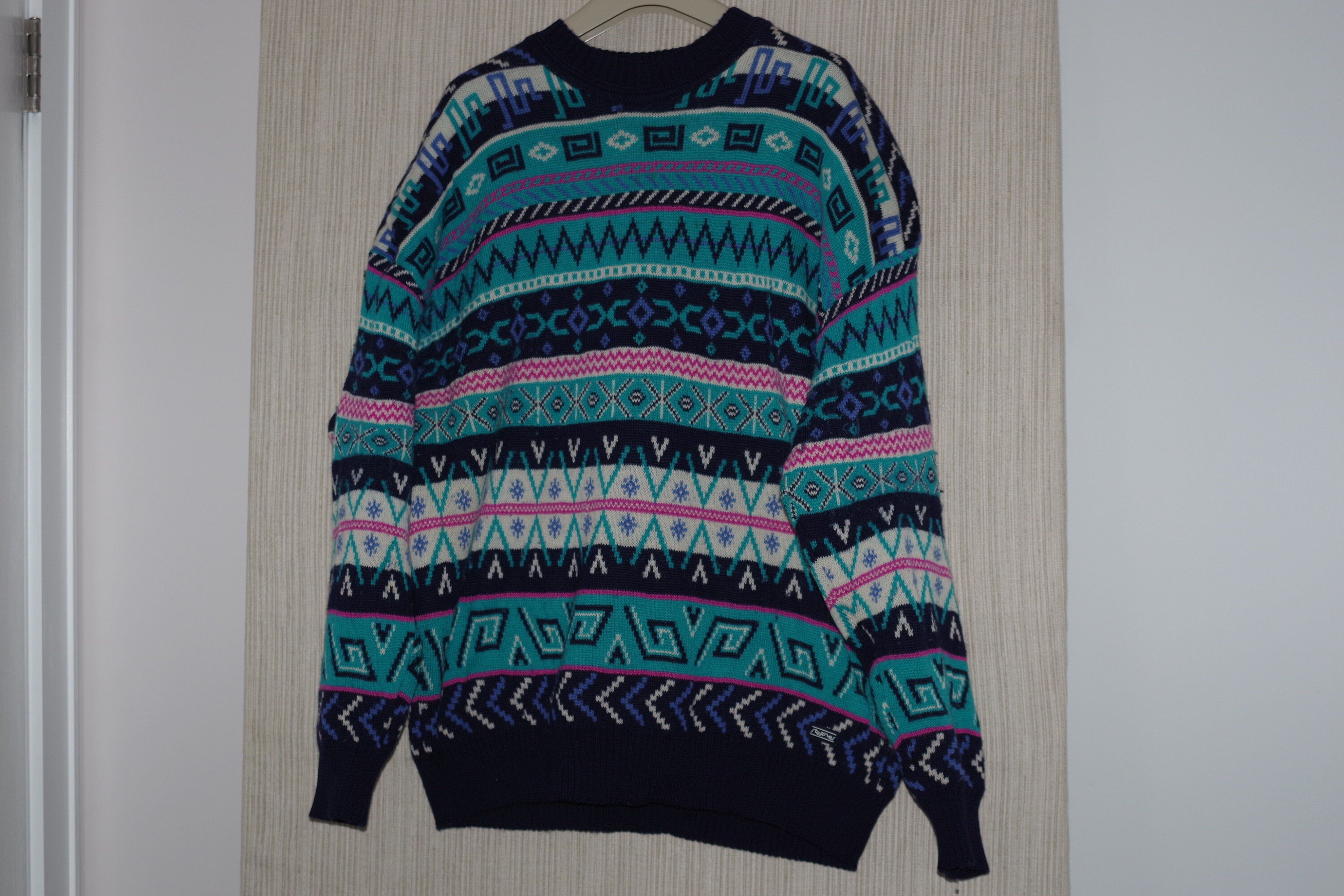 Pull Vintage NORDIC NORWAY En Laine 100% - Taille L Pour Homme, Motif Uni