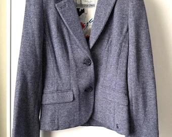 Joules Tailored Herringbone Blazer in Heather Blue size US 2 UK6