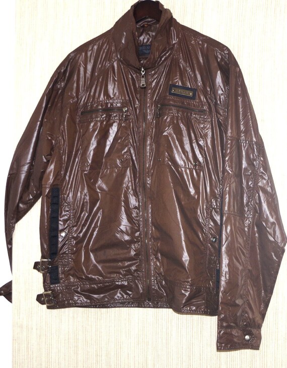 Giorgio Armani Brown Nylon Windbreaker Bomber Jacket Men Size: 3XL