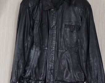 Franco Di marco verona leather Black  jacket Mens Coat Size: M