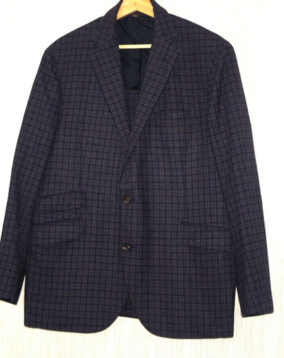 Brooks Brothers Wool Silk leather trimmed Checked… - image 1