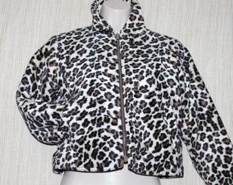 Sisley leopard print Cropped Fleece Women's Jacket Size:S