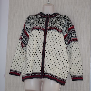 Dale of Norway Snowflakes White Gray Full Zip Cardigan Women Size:12