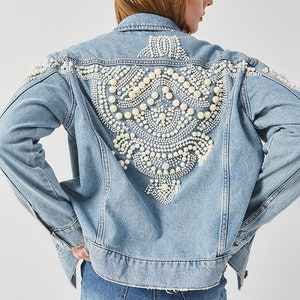 akira azalea wang Blue Pearls Embellished For Women Light Jacket Size: S