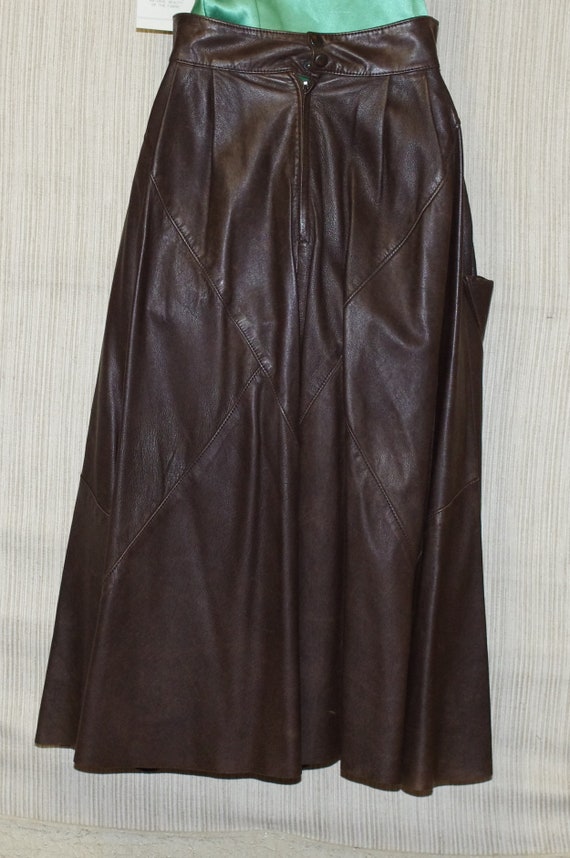 Echtes leder Italy Brown Leather Plaid Flare Boho… - image 3