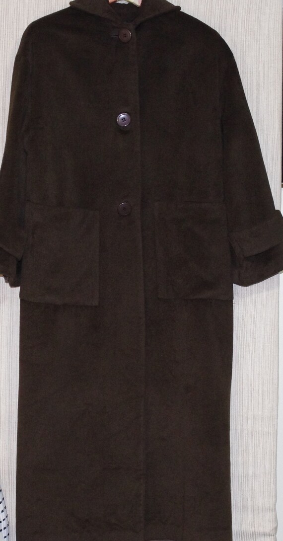 E Italian Brown Green Oversized Cashmere Long Lig… - image 2