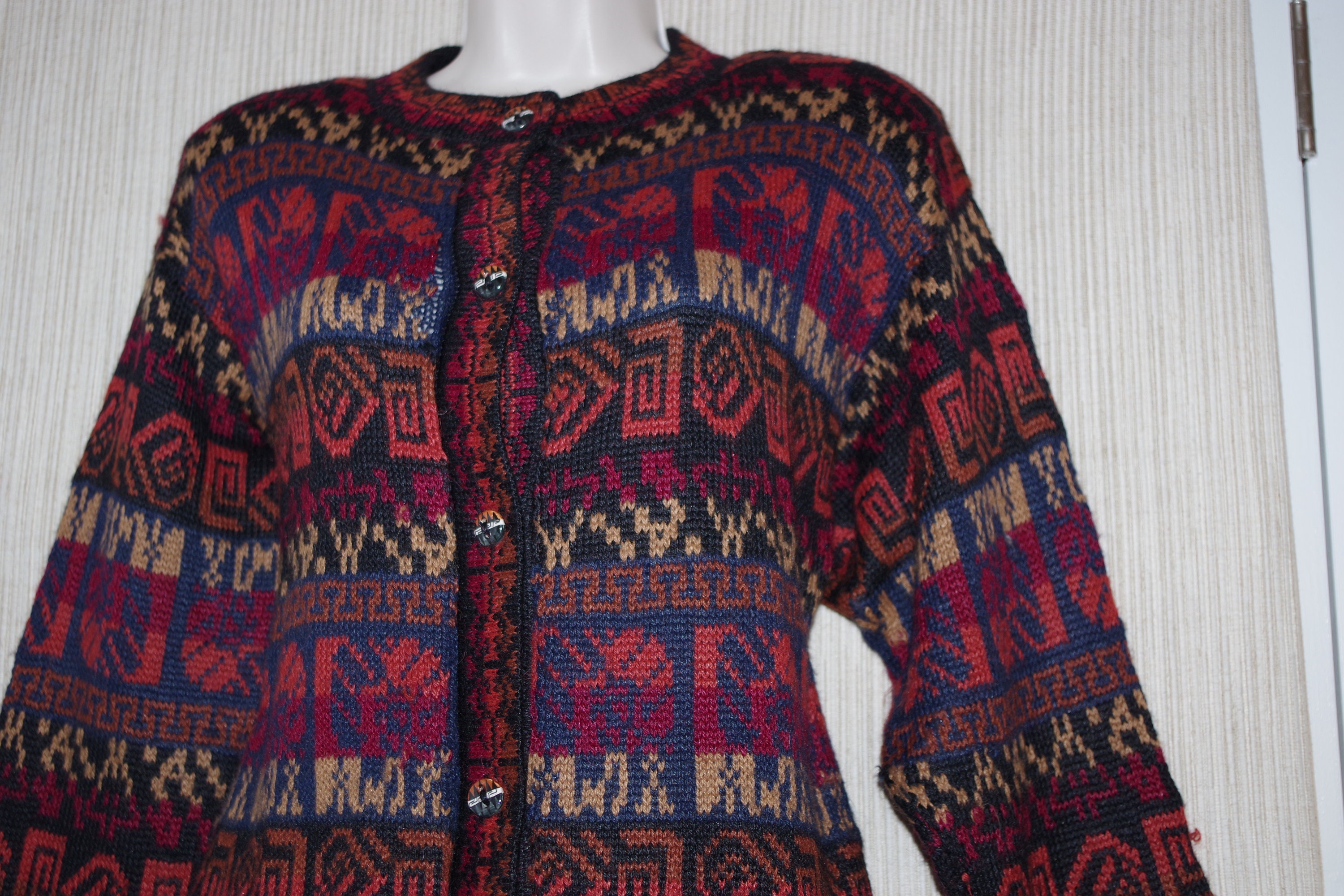 The Alpaca Connection Multi Color Cardigan Sweater Alpaca Wool