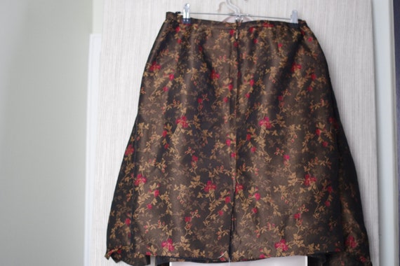 David Warren New York  Brown Bronze Floral Skirt … - image 5