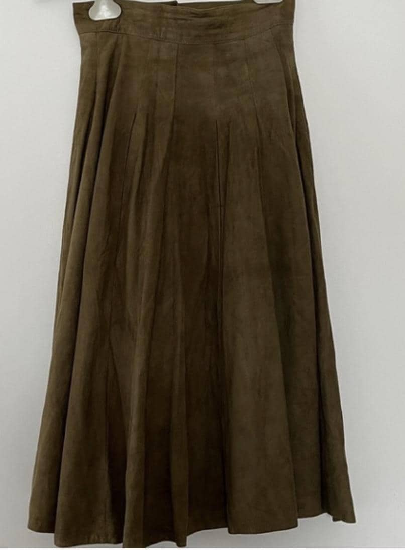 Maxfield Parrish London Green Suede Leather Flare Midi Skirt Size M (23 ...