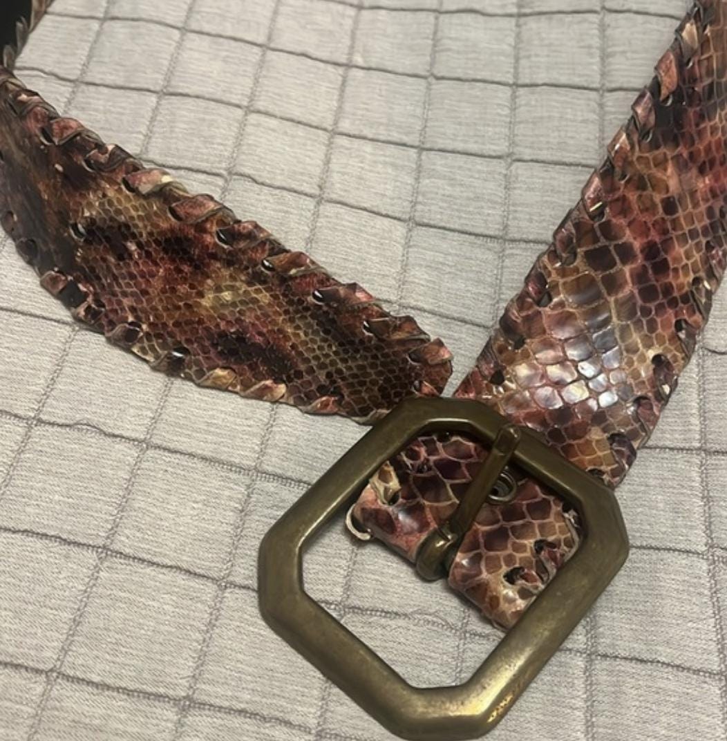 Melamed  snake print wide vintage brown Leather belt size large B1075 - Copperhead Snake Print Leather Belt - Double J Saddlery main image 3