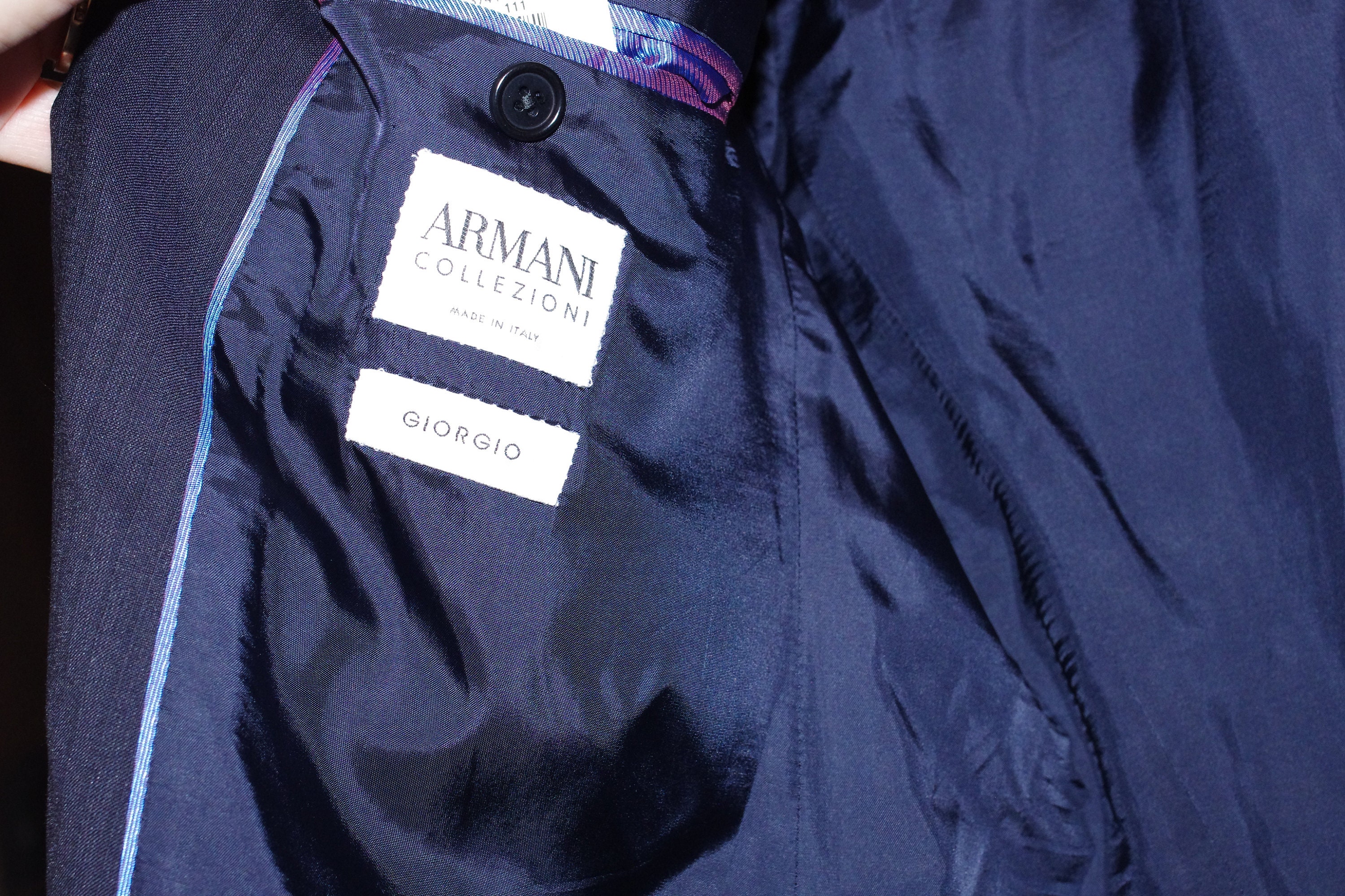 Armani Collezioni Giorgio Black Wool Blend 2 Button Blazer Jacket 