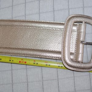 Michael Kors Italian Leater beige metallic wide belt Women size M