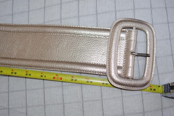 Michael Kors Italian Leater Beige Metallic Wide Belt Women  display picture 1