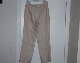 Armani Collezioni Vintage Ivory Linen Viscose Women Trouser Pants