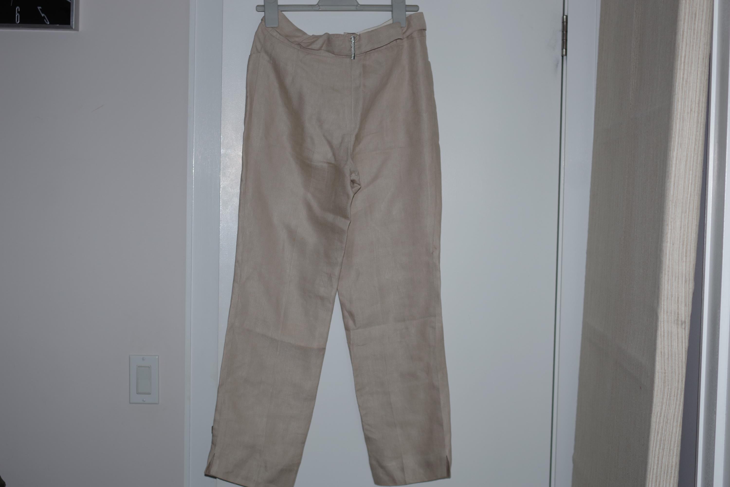 Armani Collezioni Vintage Ivory Linen Viscose Women Trouser Pants