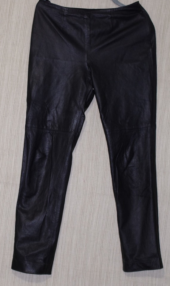 W By  Worth Black Leather Pants Women's Petite Siz