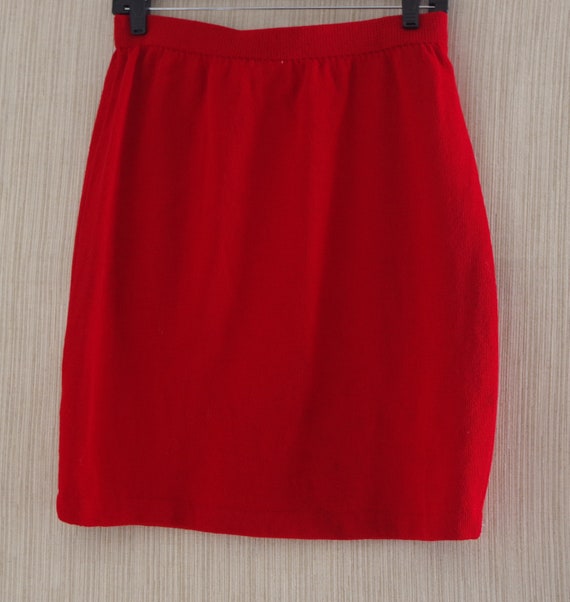 St John Collection Red Jersey Mini Skirt Size:8
