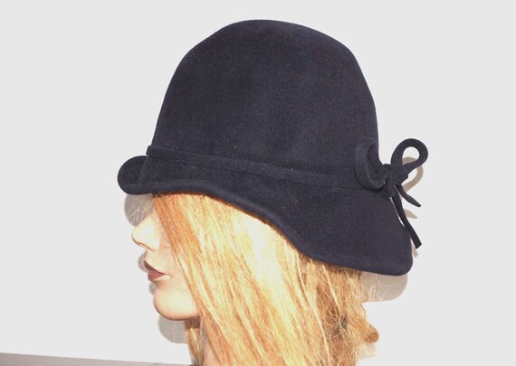 Kathy Jeanne Navy Wool Bucket Hat - image 5