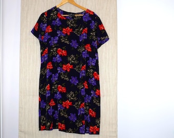 Carole Little silk Blue Floral Short Sleeve dress Size:16