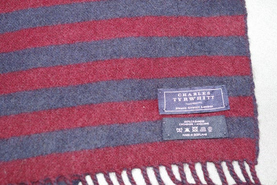 Charles Tyrwhitt cashmere striped red blue scarf - image 4
