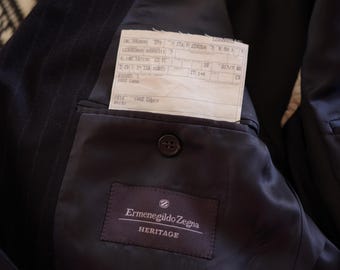 Ermenegildo Zegna Heritage Navy Blue Pinstripe 100%wool Blazer