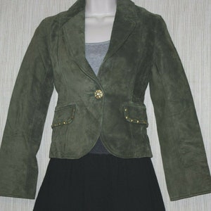 Morgan de Toi Green Suede Blazer Jacket Women Size:36