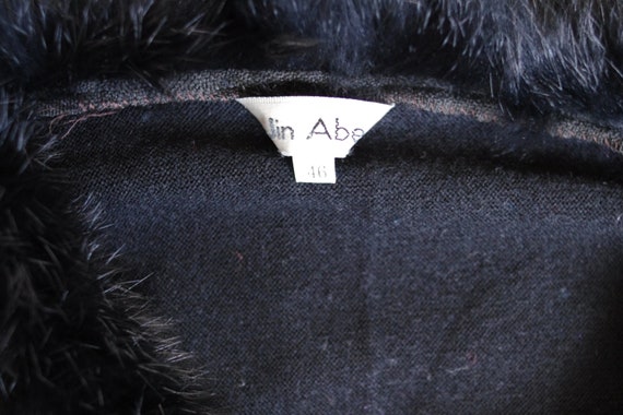 Jin Abe 1990s Black Open Cardigan Fur Neck Trim W… - image 4
