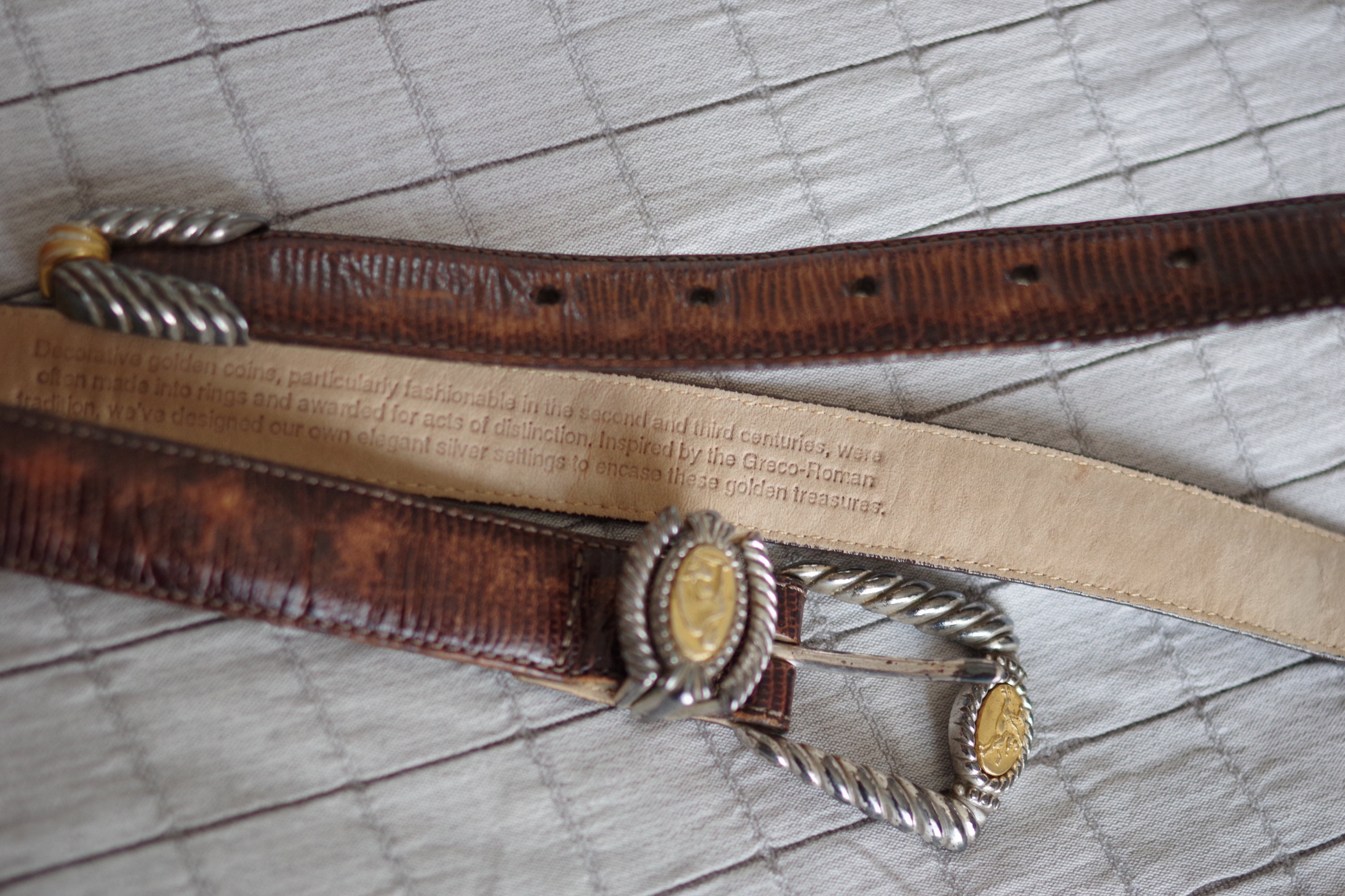 Brighton museum collection brown leather women\'s belt gold coins VTG 1995 Size M Brighton Museum Collection Brown Leather/Gold Coin Belt  main image 3
