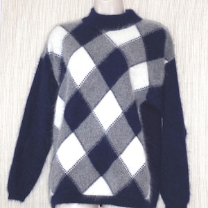 Vtg Rafaella Sweater Women&#39;s Mock neck Angora Wool Blend Size L