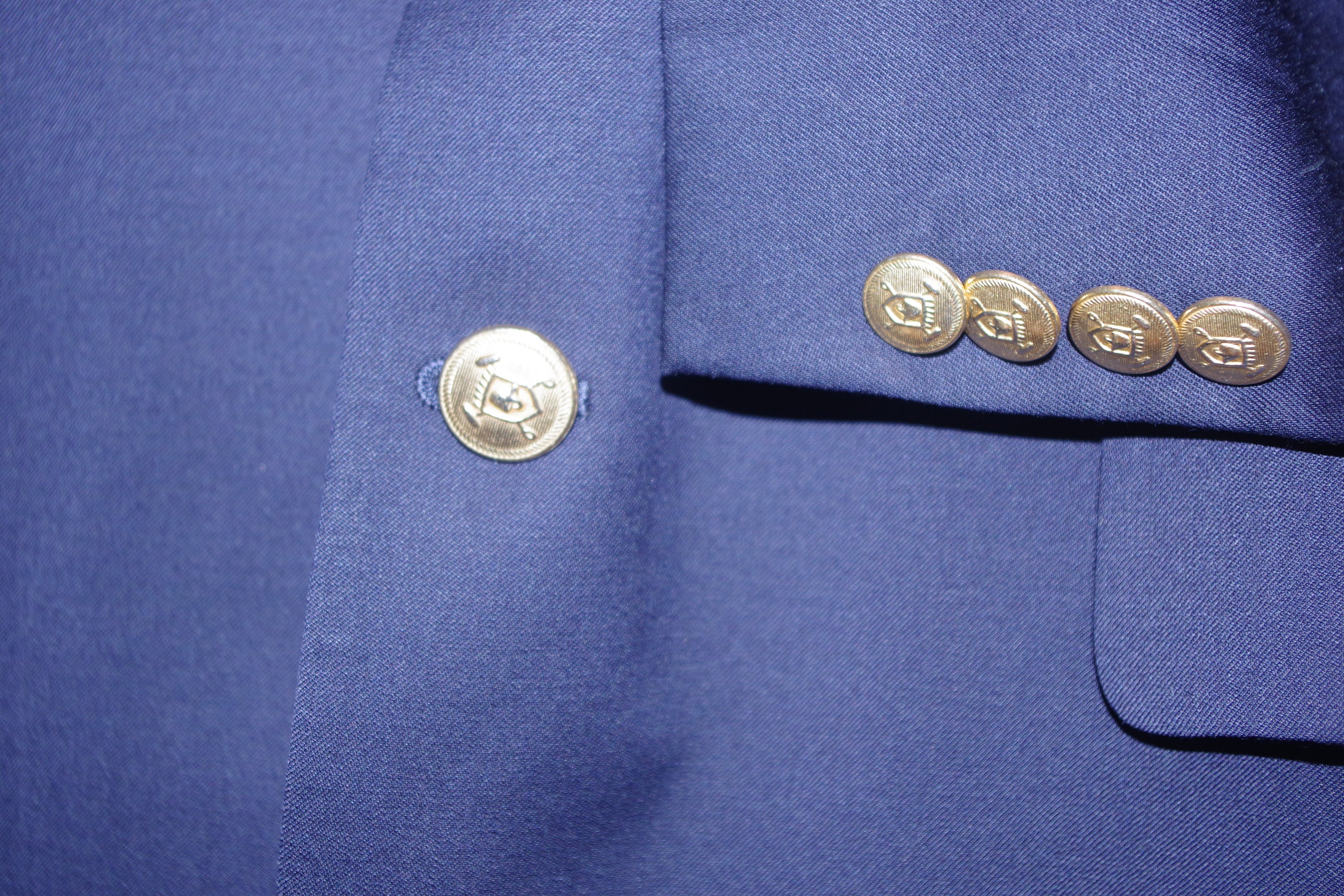 本物 RALPH Ralph Lauren Blue Label Navy Gold Button Blazer Mens ジャケット・アウター