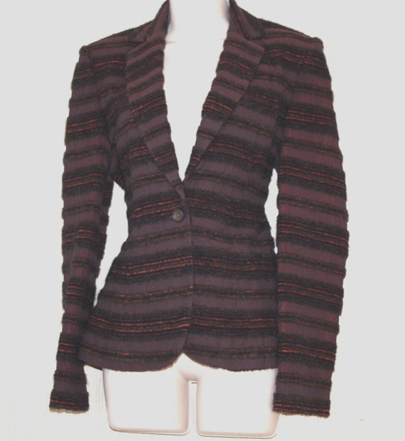 Brighton Paris Burgundy Black Orange Striped Ladi… - image 1