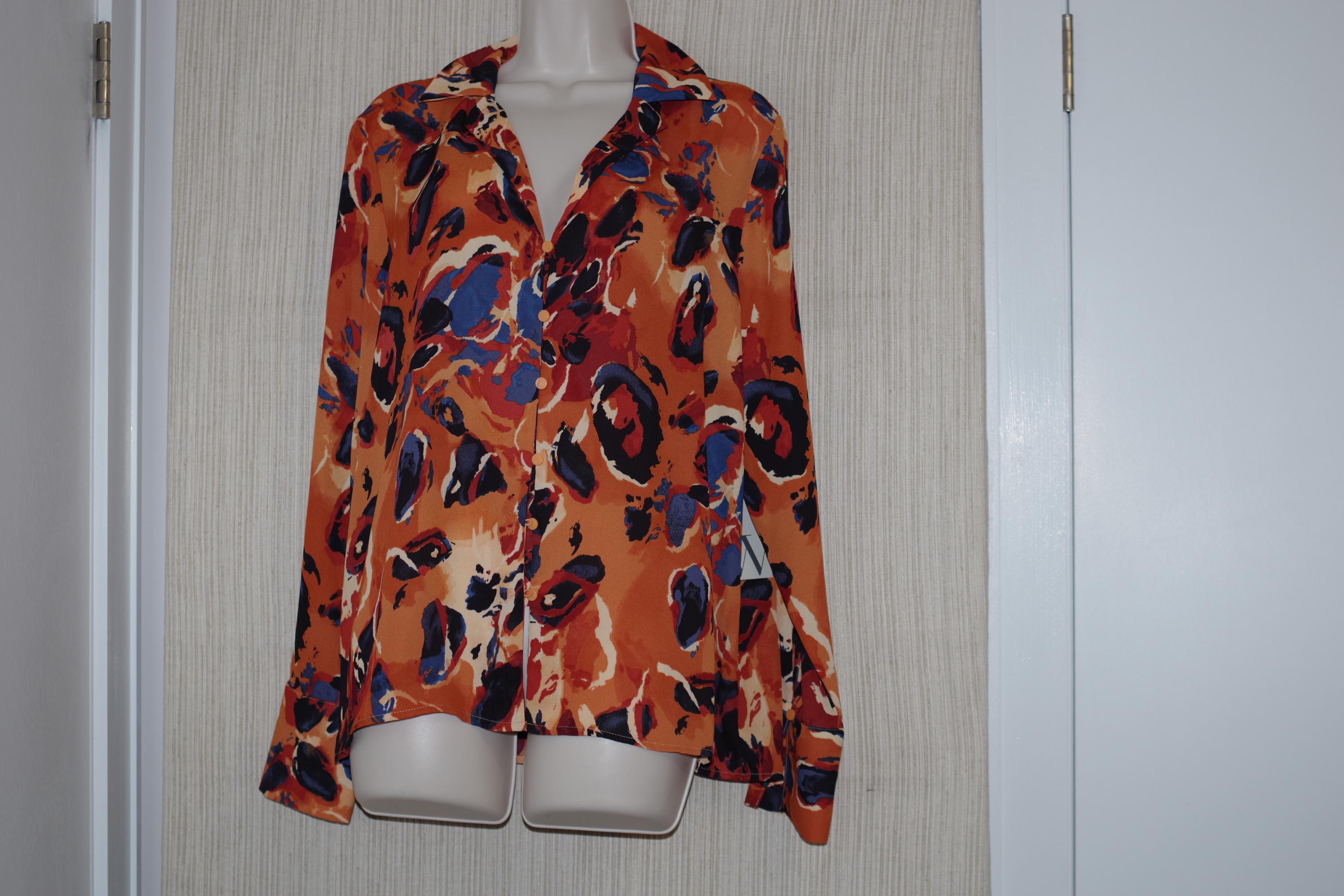 Worthington Worthington Abstract V-Neck Adjustable 3/4 Sleeve Blouse 3X |  Grailed, image size:3000x2000