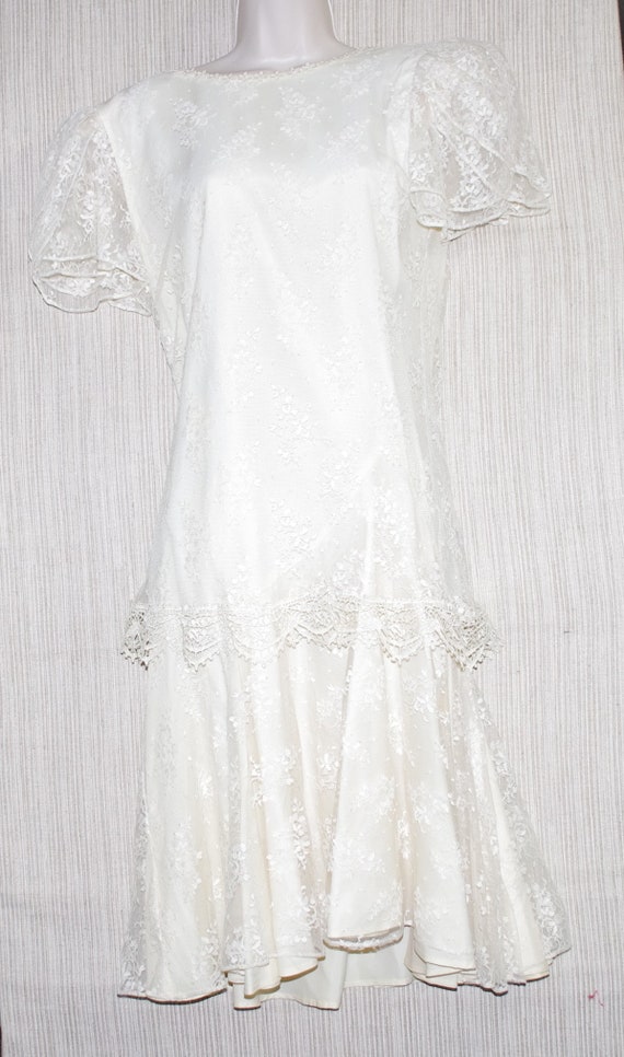 Barbara Chodos Michael Marcella Cream Ivory Short Sleeve Lace Dress:12 -  Etsy