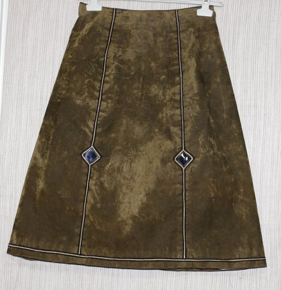 LM Luis Mari Green Velvet A Line Vintage 1950s Skirt Size: 6