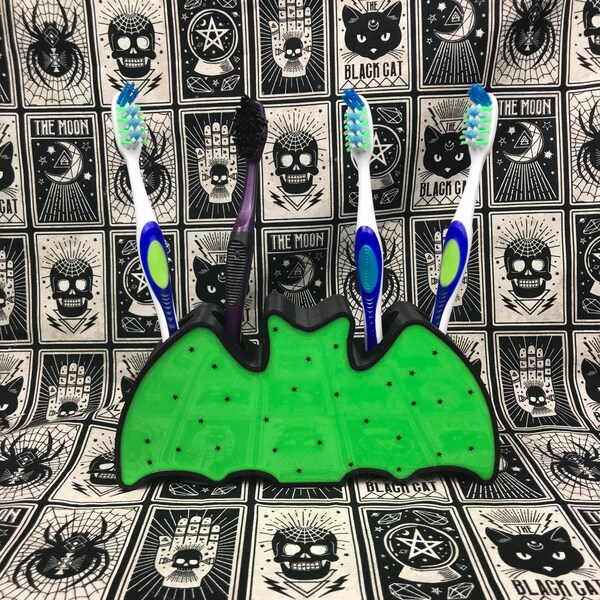ColorFill Bat ToothBrush Holder |Bathroom Accessories | Cosmetics Holder | Spooky | Gothic