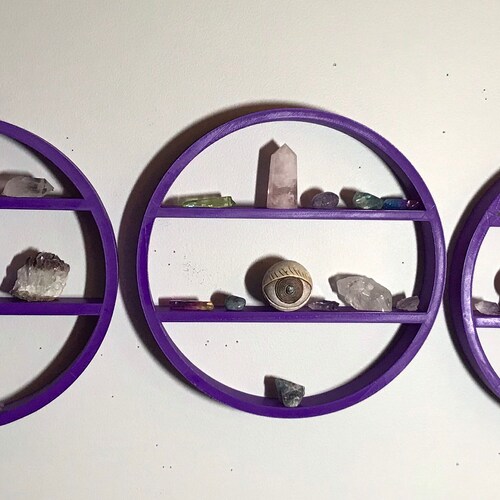 Triple Moon Goddess Shelf | Smooth Rounded Moons | Wall Decor | Decorative | Crystal display | Moon Phase