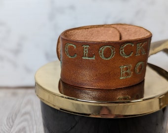 Leather Steampunk bracelet - "Clockwork Boy"