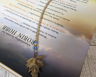 Beaded Leaf Bookmark - One of a kind!