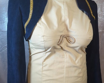 One-of-a-Kind Corduroy Bolero Coat with Elegant Gold Accent Trim - Limited Edition