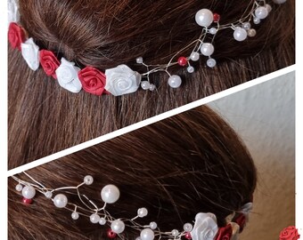 Kopfschmuck Perlenkranz Rot/Weiß Braut-Accessoires Hochzeit