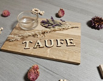 Tischdeko Taufe Teelichthalter Trockenblumen Holz Natur