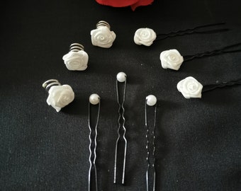 Kopfschmuck Set 9 Teile Curlies Haarnadeln Braut Accessoires Hochzeit Kommunion Konfirmation Blumenmächen Taufe