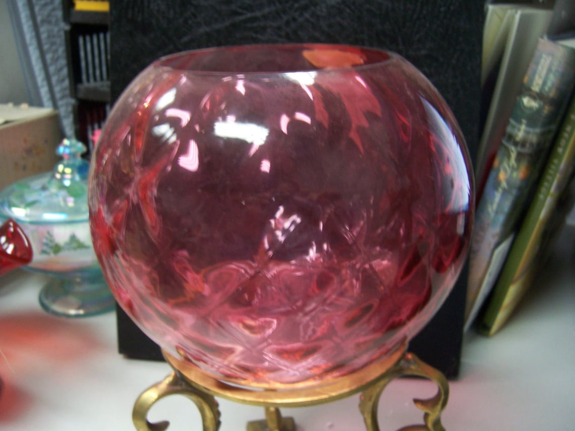 Fenton Ruby Red Glass Candle Holder W/ Stand Etsy