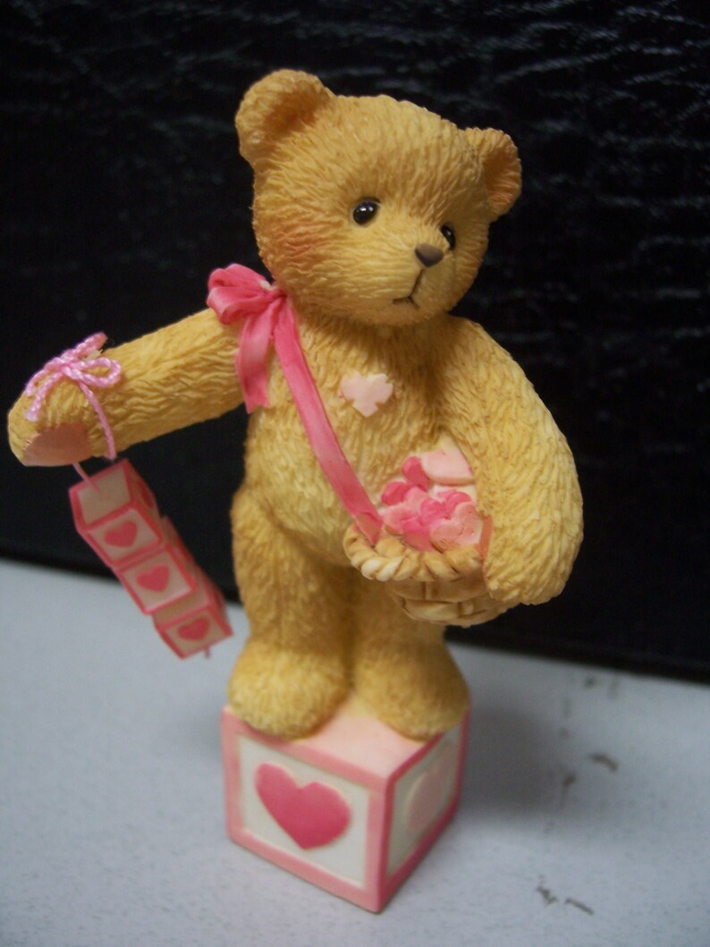 Cherished Teddies Bear With Heart Dangling Blocks