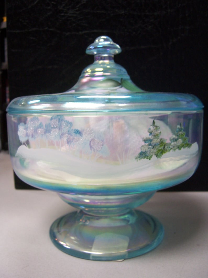 Fenton Light Blue Candy Dish Etsy