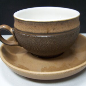 Tea  Cup & Saucer Set - Earthen Brown Trim by Denby