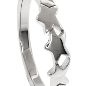Sterling Silver Lucky Stars the Symbol of Nature Element illumination,Clearness and Messengers of a new Beginning Ring - (Size 2-10)-HR-2237