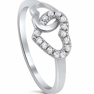 Sterling Silver and Simulated Diamond We are Perfect Together Two Hearts One Soul RingSIZE:5-10 HR-0221 image 3