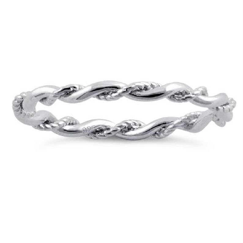 925 Sterling Silver Rope and Plain Twist Vine Strings Comfort Fit,Infinity Thumb Size 3-13 HR-2329 Pinky and Index Eternity Ring For Her-
